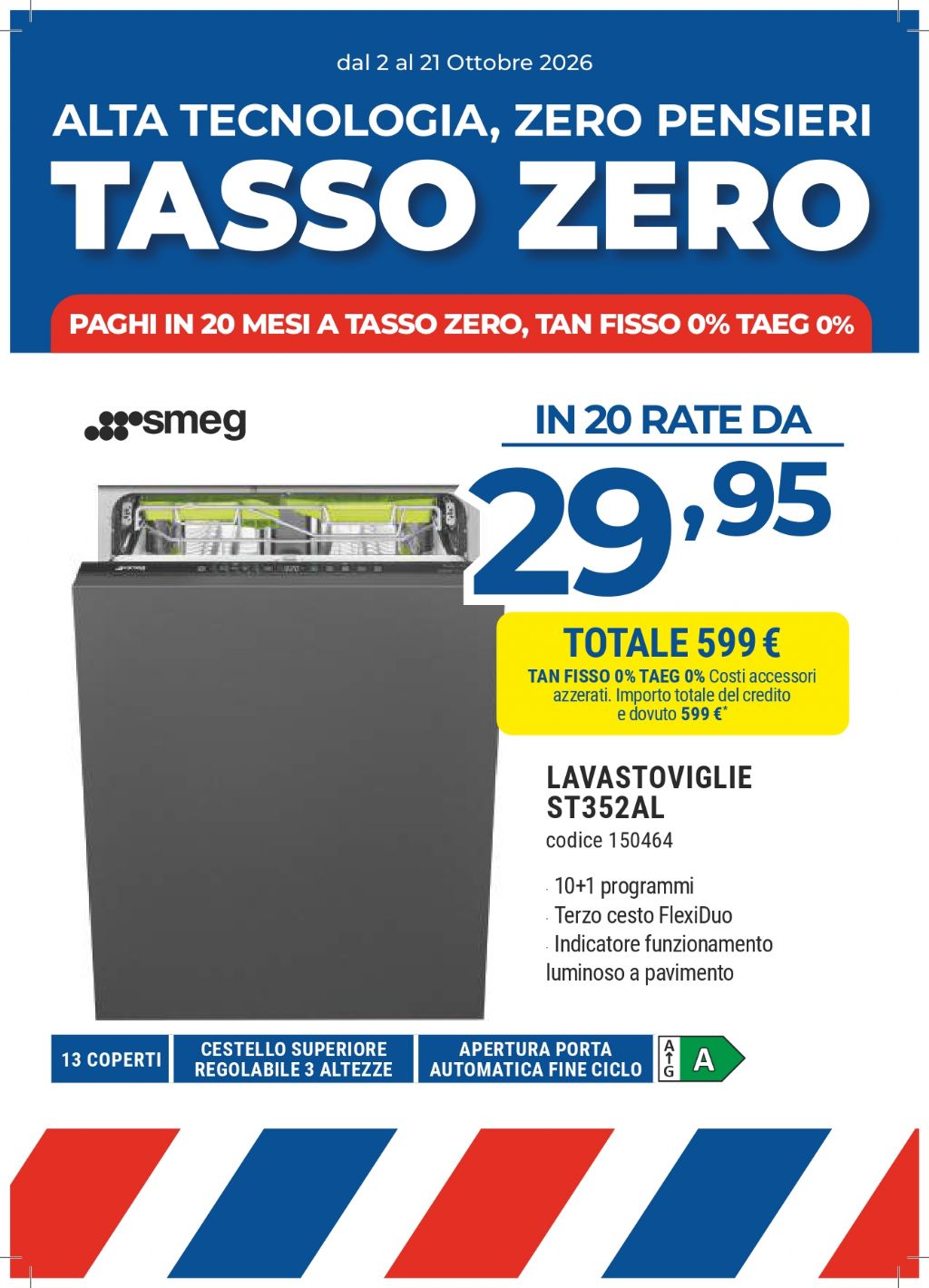 LAVASTOVIGLIE SMEG ST352AL INCASSO